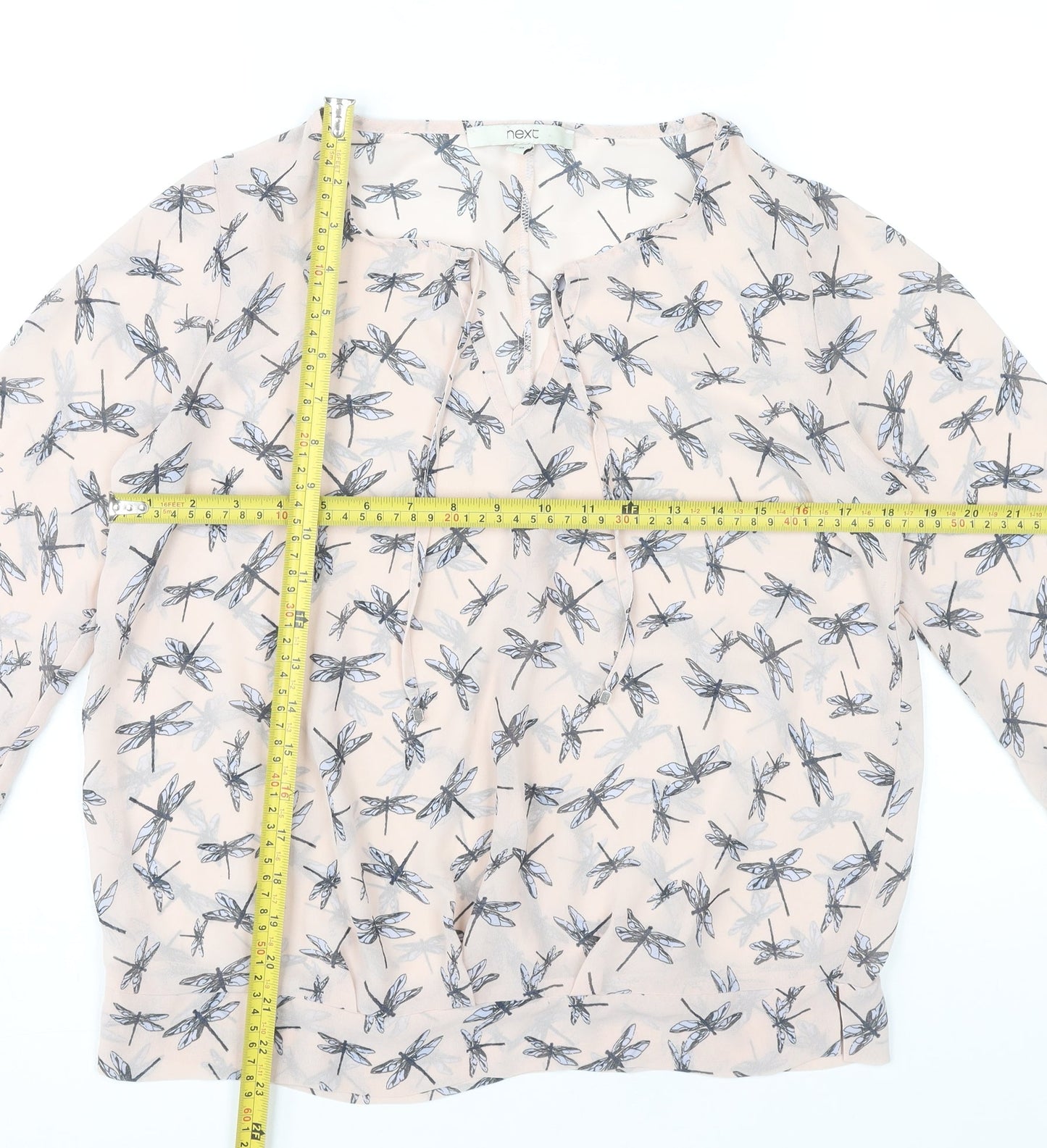Next Women’s Beige Dragonfly Print Chiffon Blouse Size 10