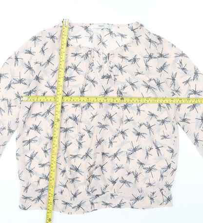 Next Women’s Beige Dragonfly Print Chiffon Blouse Size 10