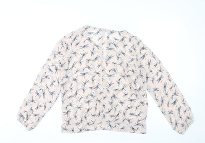Next Women’s Beige Dragonfly Print Chiffon Blouse Size 10