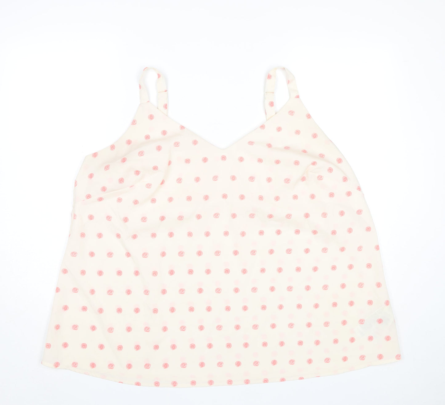 Simply Be Women’s Ivory Pink Polka Dot Plus Size 22 Camisole Top