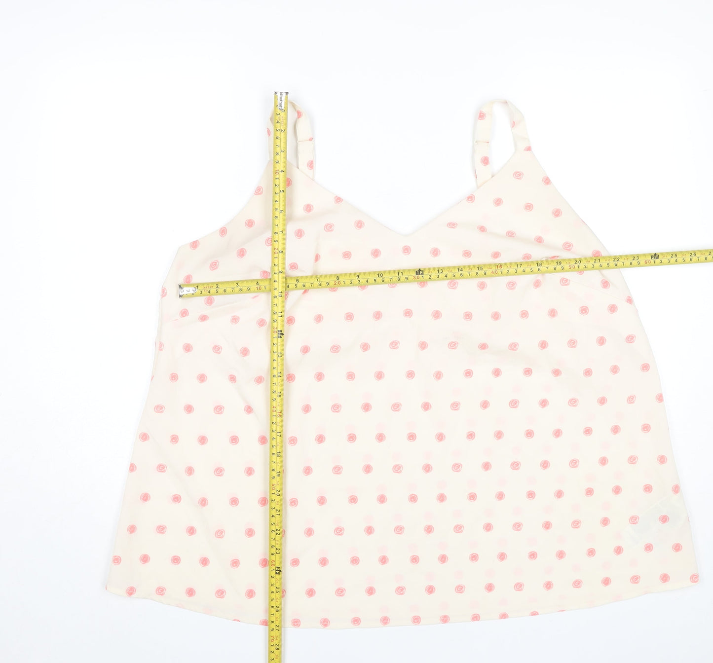 Simply Be Women’s Ivory Pink Polka Dot Plus Size 22 Camisole Top