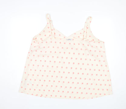 Simply Be Women’s Ivory Pink Polka Dot Plus Size 22 Camisole Top