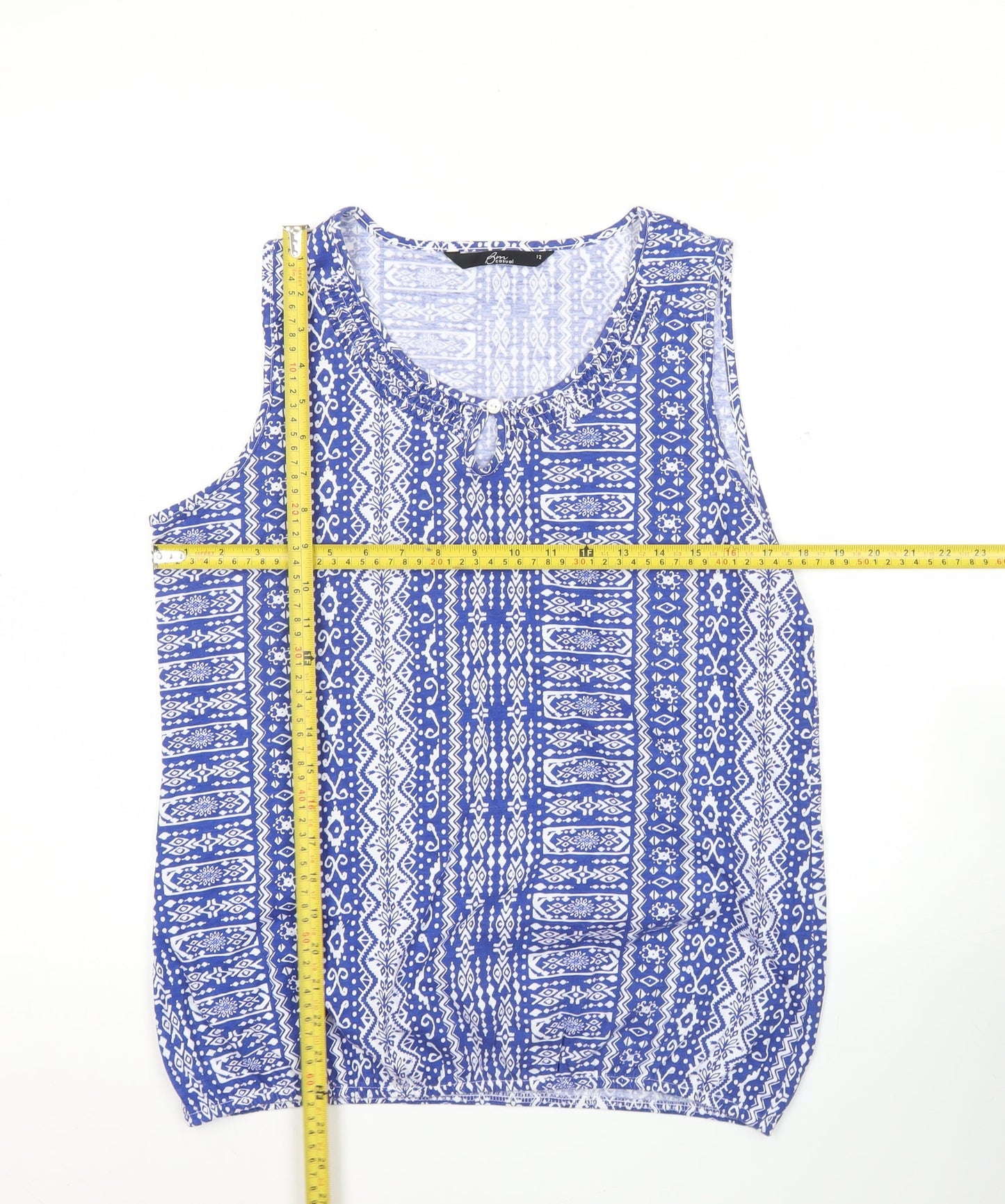 Womens UK Size 12 BM Casual Blue Basic Tank