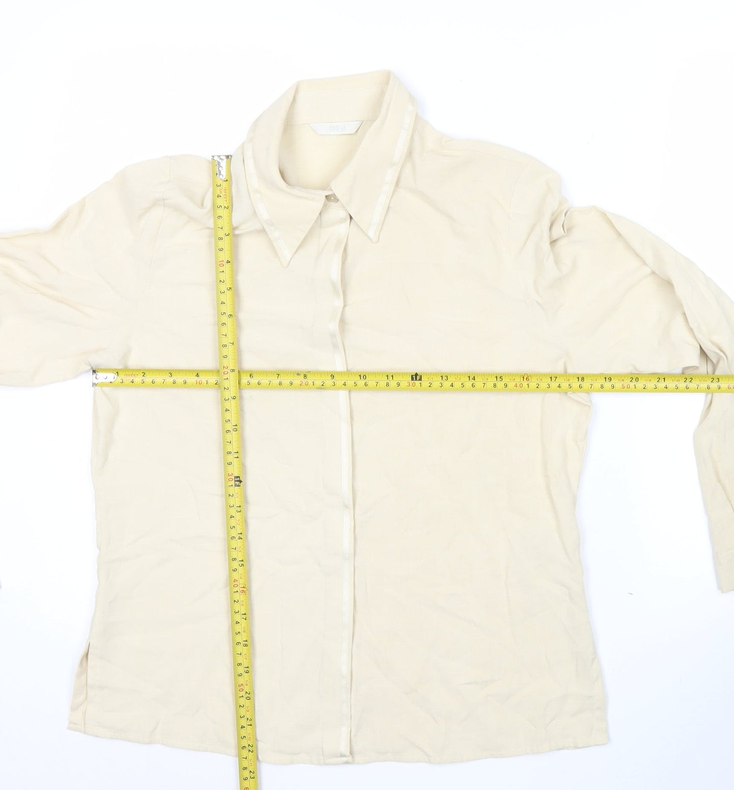 Womens UK Size 10 Marks and Spencer Beige Basic Button-Up