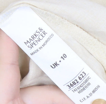 Womens UK Size 10 Marks and Spencer Beige Basic Button-Up