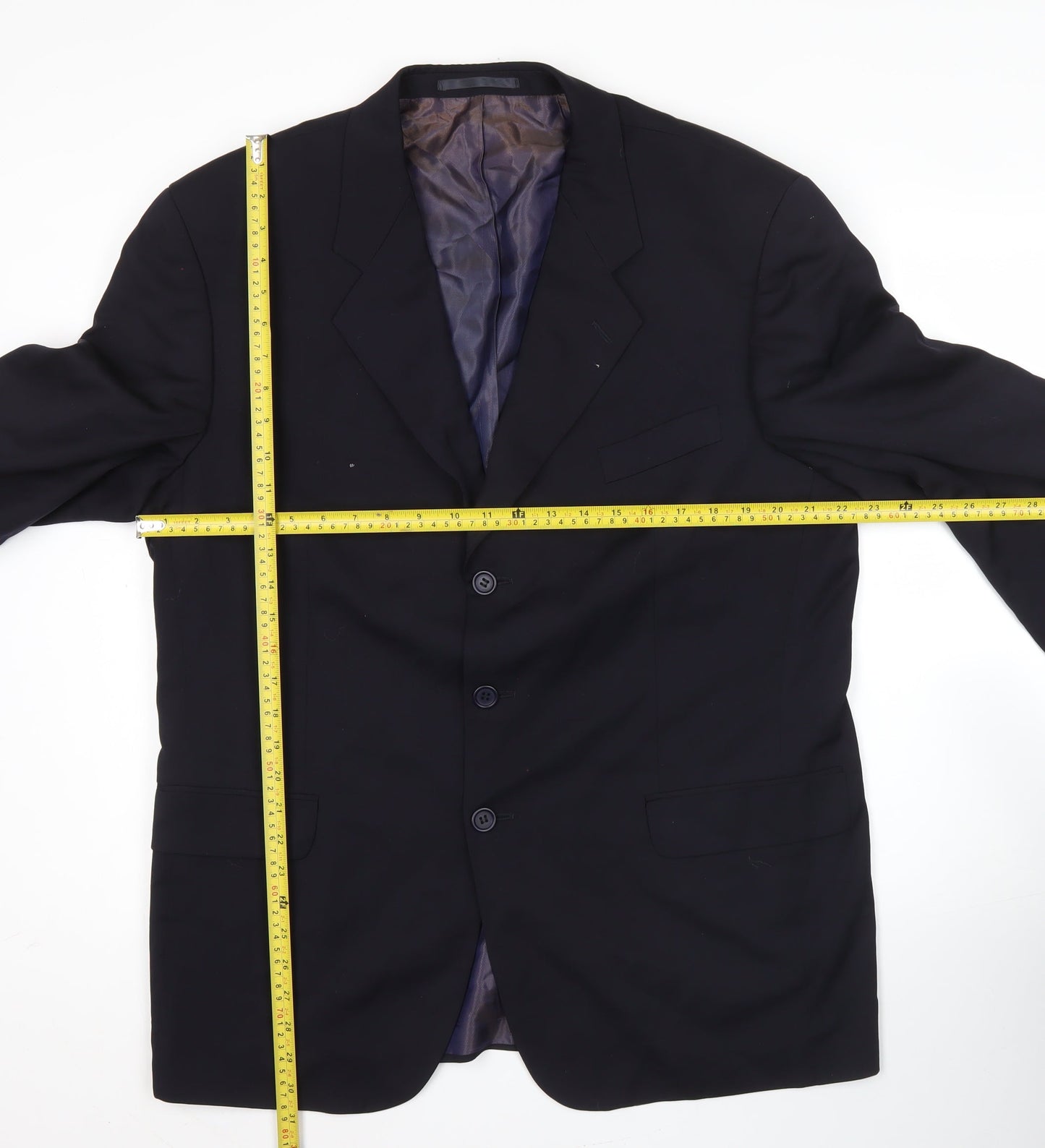 Oakland Men’s Black Wool Blazer 42R Notch Lapel Formal Jacket