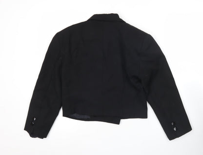 NON NO Womens Black Cropped Suit Jacket Size 18 Double Breasted