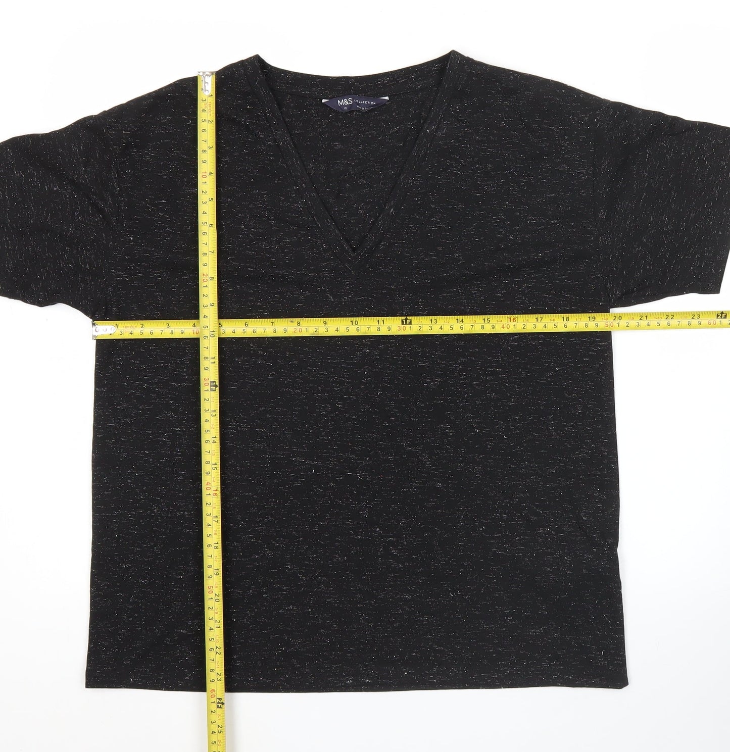 Womens UK Size 12 Marks and Spencer Black Basic T-Shirt