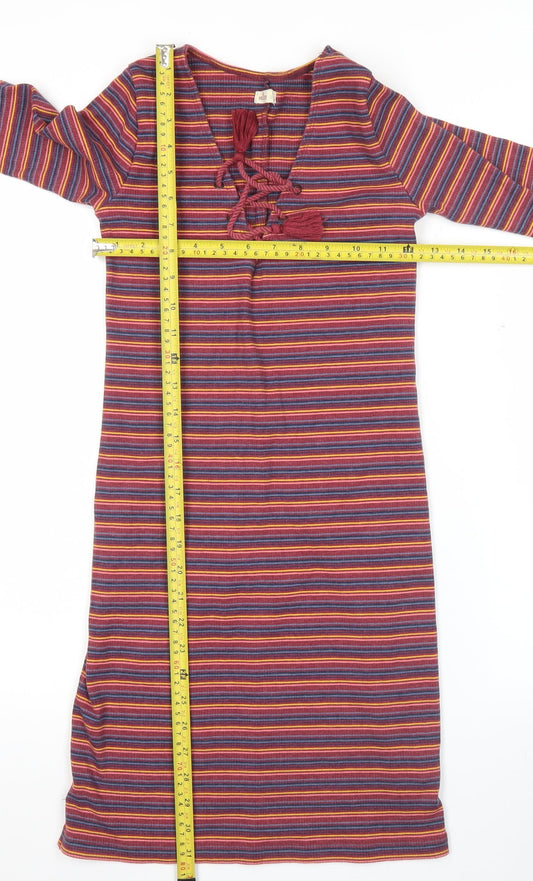 Hollister Women’s Multicoloured XS Striped Shift Dress 3/4 Sleeve