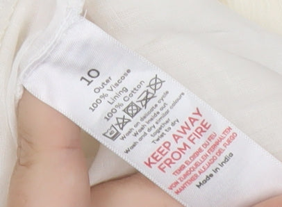 Bonmarché Women’s Ivory Midi Peasant Skirt Size 10 Viscose