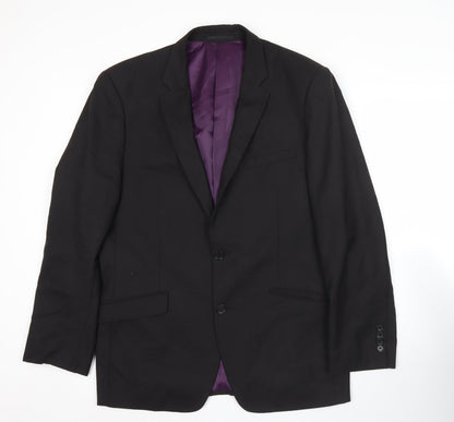 Ben Green Men Black 42R Wool Suit Jacket Classic Notch Lapel