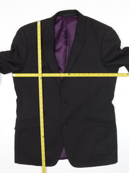 Ben Green Men Black 42R Wool Suit Jacket Classic Notch Lapel