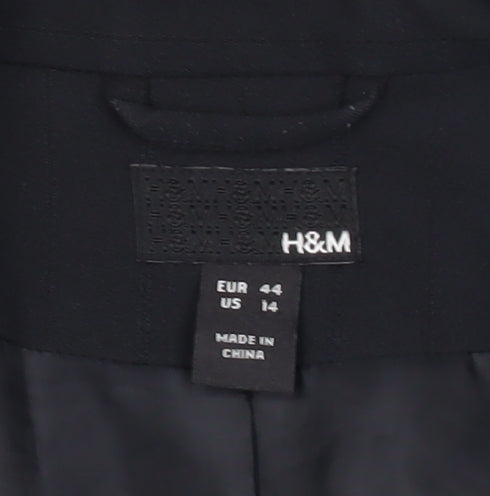 H&M Womens Black Blazer Jacket Size 16 Regular Fit Tailored Workwear