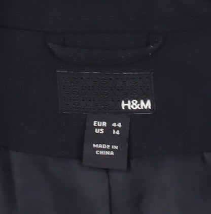 H&M Womens Black Blazer Jacket Size 16 Regular Fit Tailored Workwear