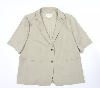 Marks and Spencer Women Beige Size 16 Short Sleeve Suit Jacket