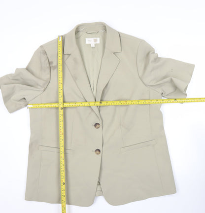 Marks and Spencer Women Beige Size 16 Short Sleeve Suit Jacket