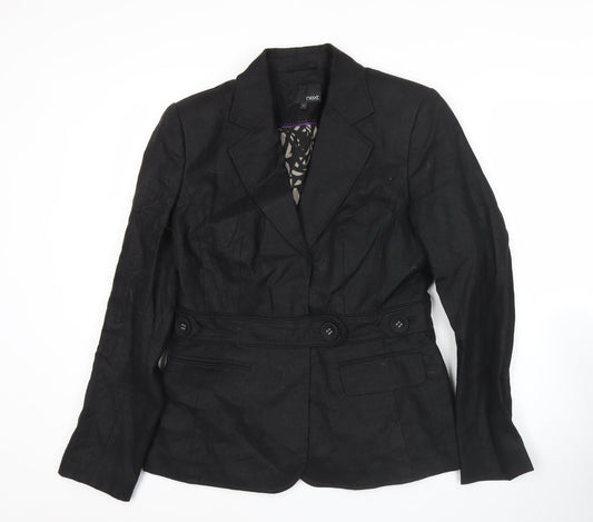 Next Womens Black Linen Blend Tailored Blazer Jacket Size 12