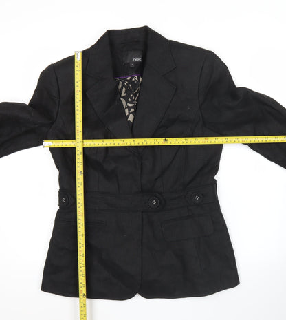 Next Womens Black Linen Blend Tailored Blazer Jacket Size 12