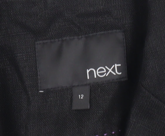 Next Womens Black Linen Blend Tailored Blazer Jacket Size 12