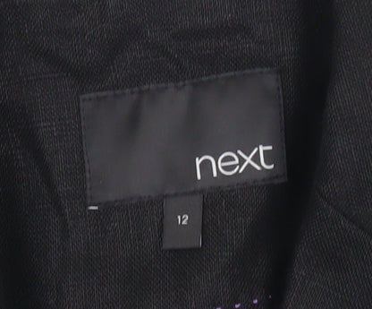 Next Womens Black Linen Blend Tailored Blazer Jacket Size 12