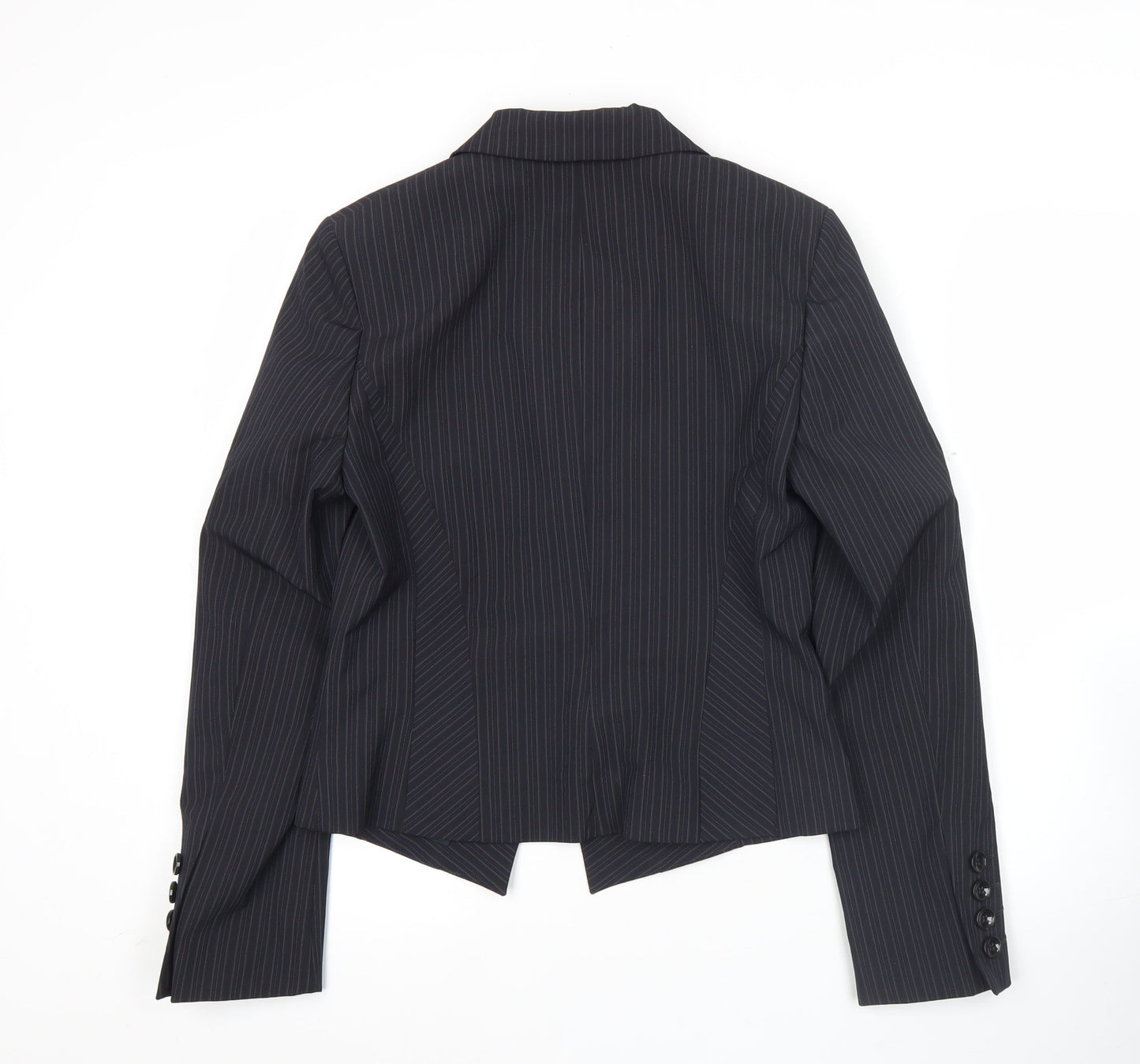 Next Womens Black Pinstripe Blazer Size 10 Slim Fit Notch Lapel