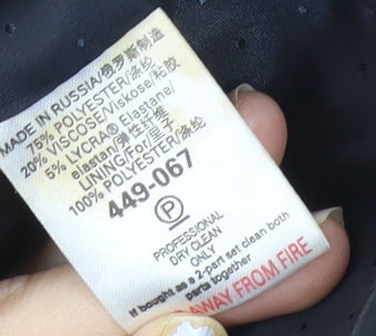 Next Womens Black Pinstripe Blazer Size 10 Slim Fit Notch Lapel