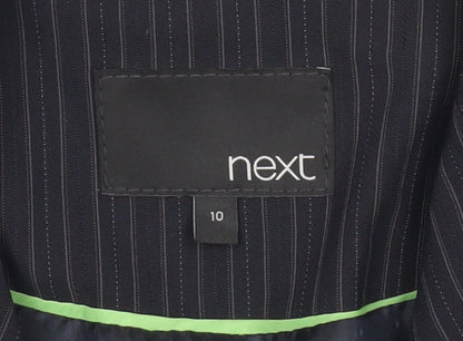 Next Womens Black Pinstripe Blazer Size 10 Slim Fit Notch Lapel