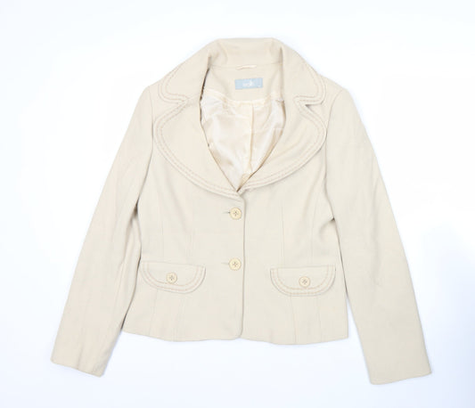 Wallis Women’s Beige Blazer Jacket Size 14 Classic Two Button Workwear
