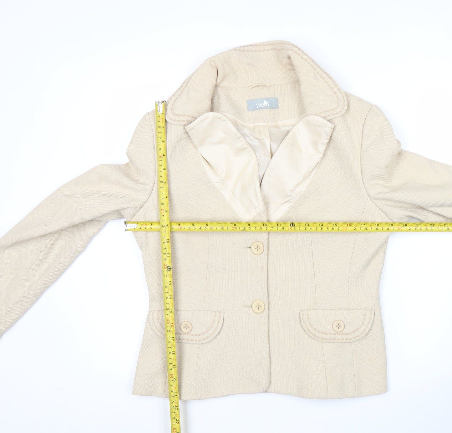 Wallis Women’s Beige Blazer Jacket Size 14 Classic Two Button Workwear