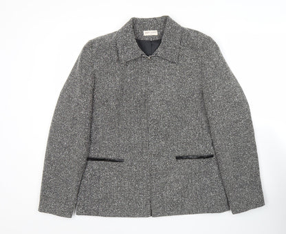 Bonmarché Women’s Grey Herringbone Jacket Size 12 Zip Business Casual