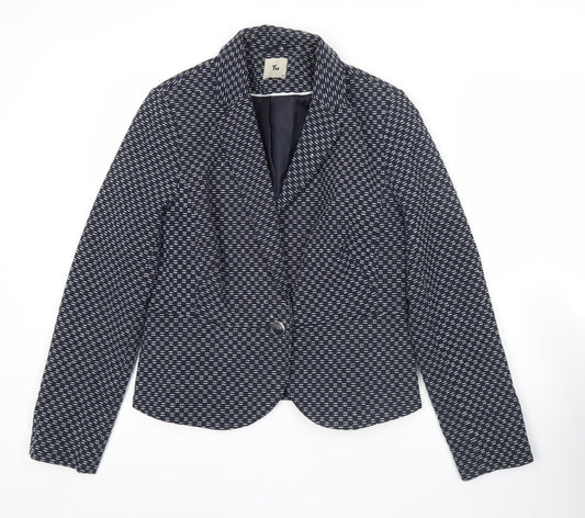 Tu Womens Blue Textured Blazer Size 14 Single Breasted Jacket