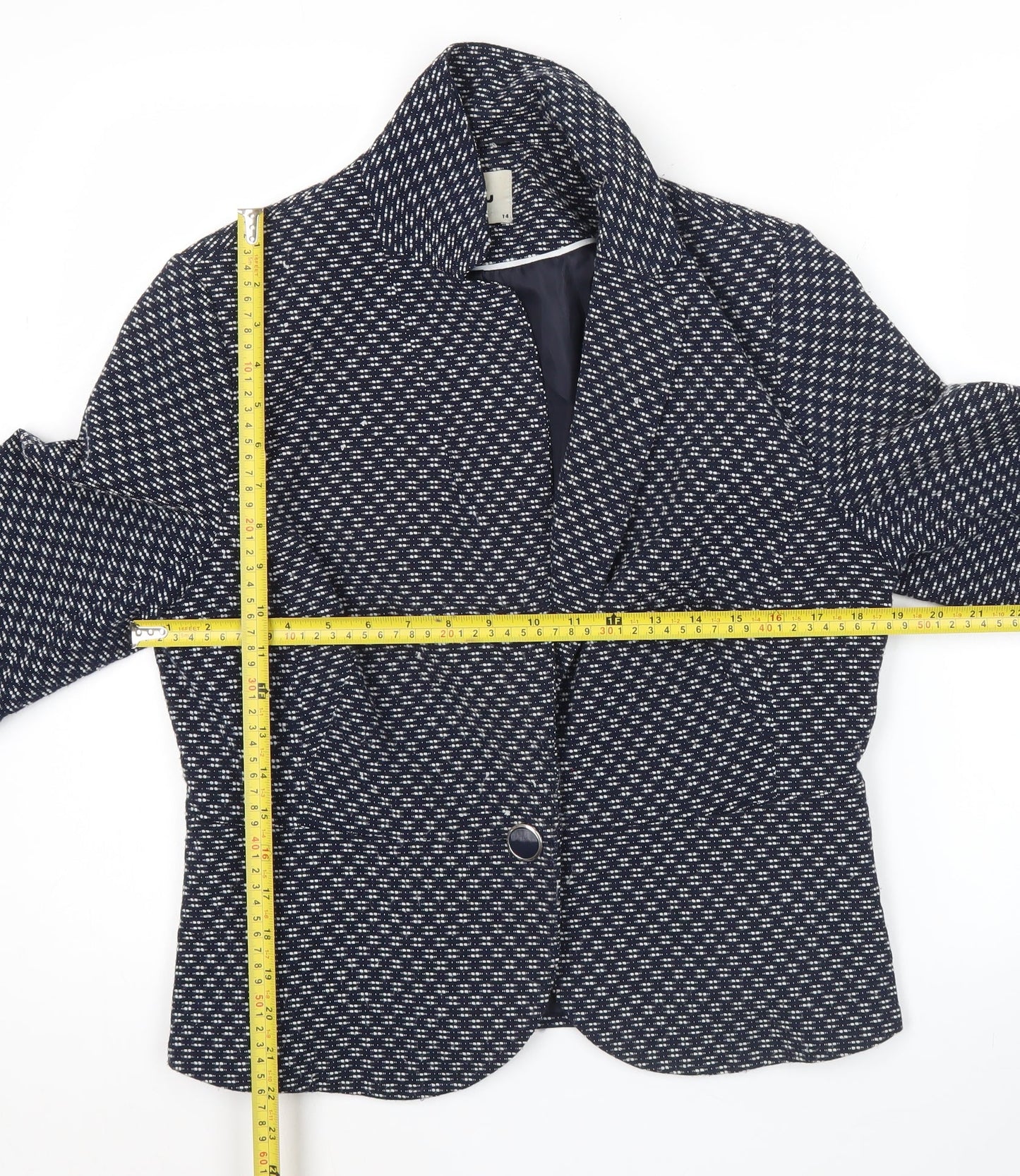 Tu Womens Blue Textured Blazer Size 14 Single Breasted Jacket