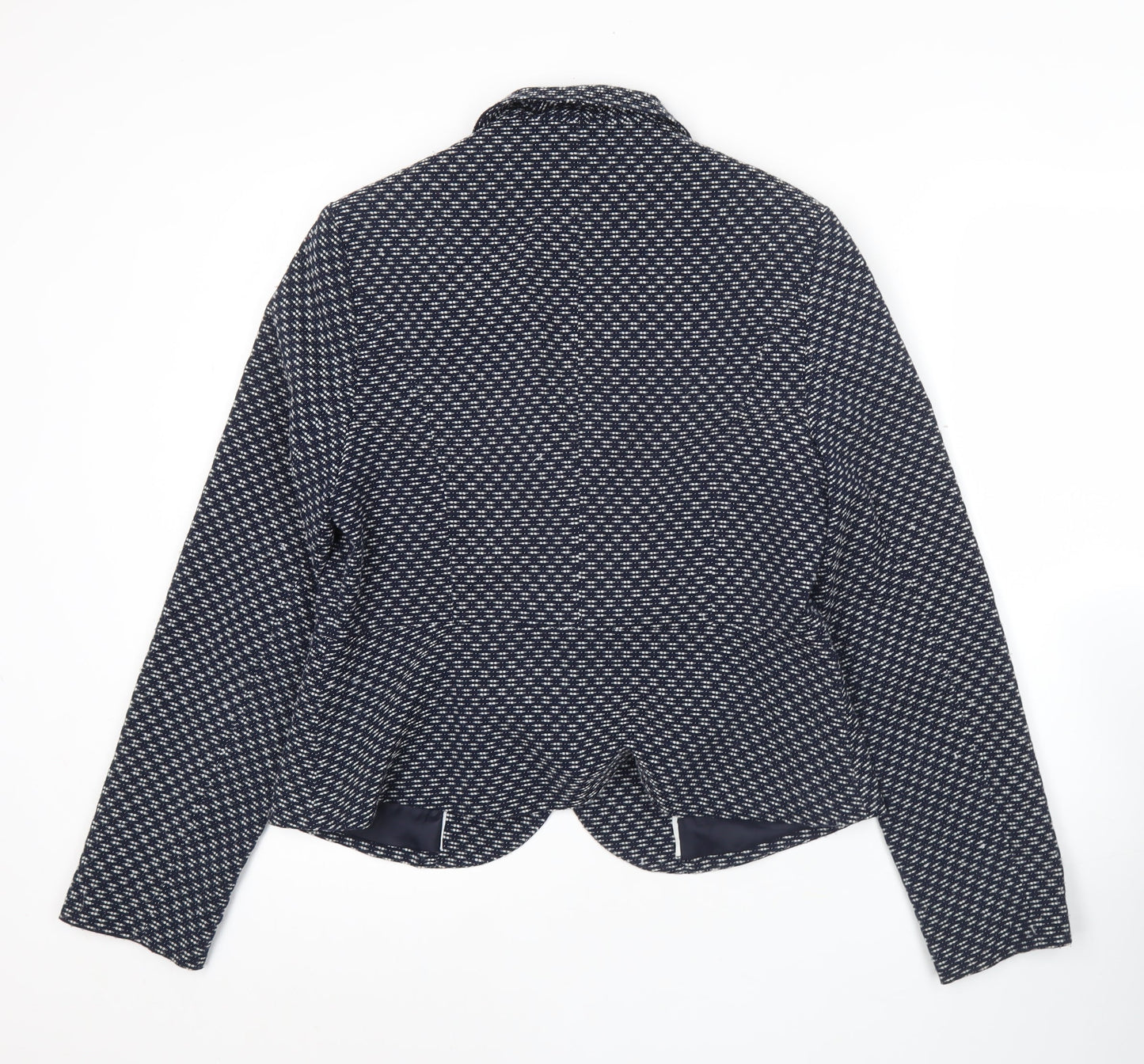 Tu Womens Blue Textured Blazer Size 14 Single Breasted Jacket