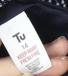 Tu Womens Blue Textured Blazer Size 14 Single Breasted Jacket