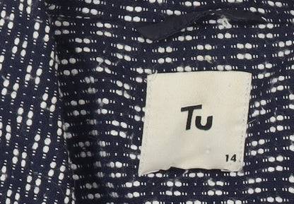 Tu Womens Blue Textured Blazer Size 14 Single Breasted Jacket