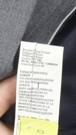 Mens UK Size 42 Burton Menswear Regular Grey Suit Jacket