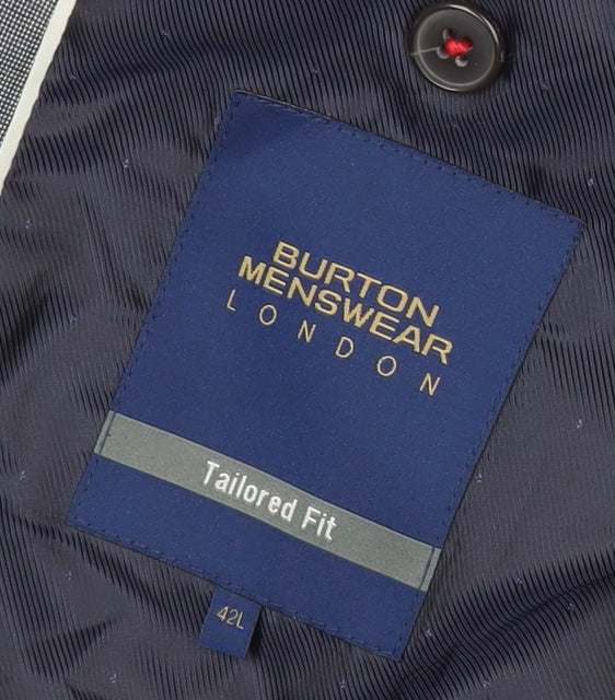 Mens UK Size 42 Burton Menswear Regular Grey Suit Jacket