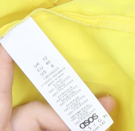 ASOS Women’s Yellow Skater Dress UK 12 Puff Sleeve Cut Out Summer Party