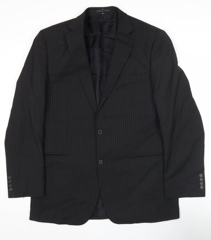 Jeff Banks Men's Black Pinstripe 42L Suit Jacket Notch Lapel