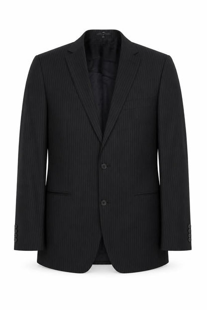 Jeff Banks Men's Black Pinstripe 42L Suit Jacket Notch Lapel