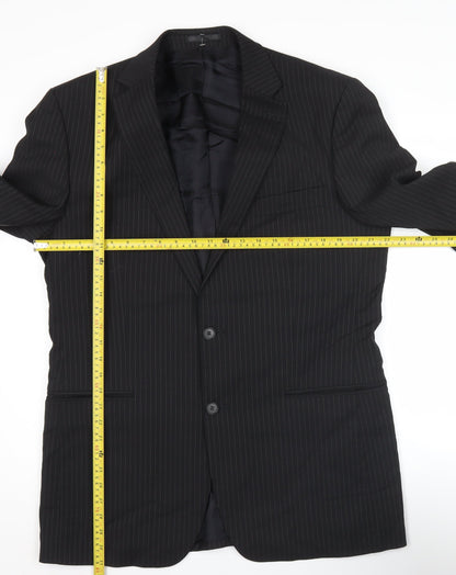 Jeff Banks Men's Black Pinstripe 42L Suit Jacket Notch Lapel