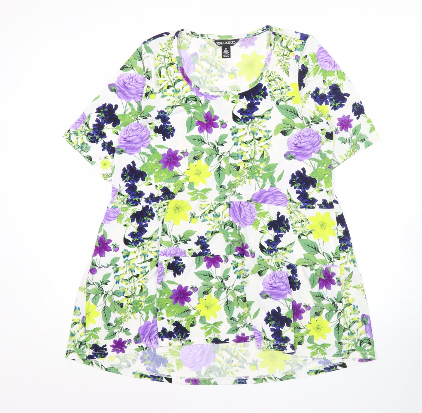 Womens UK Size M Nina Leonard Multicoloured Tunic Blouse