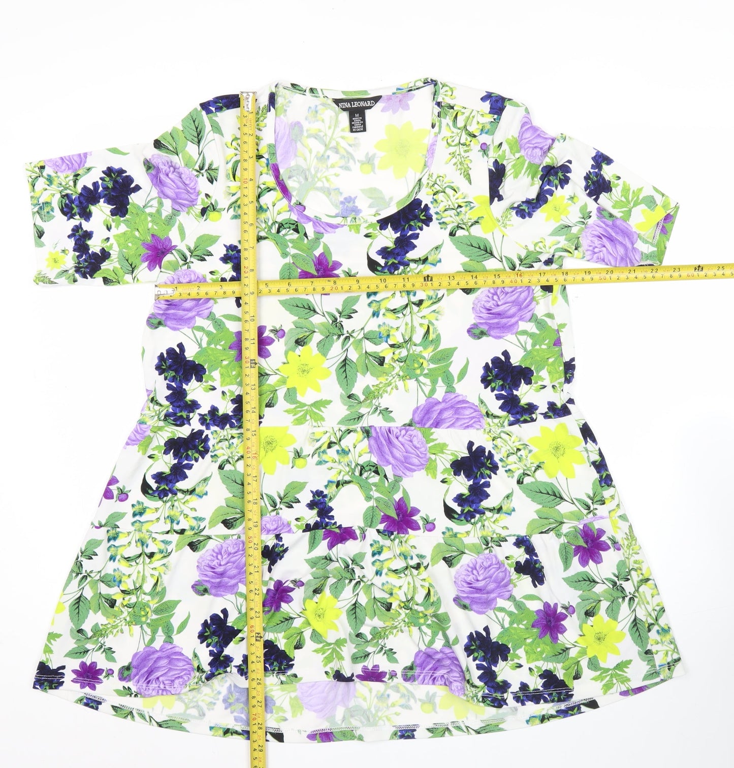 Womens UK Size M Nina Leonard Multicoloured Tunic Blouse