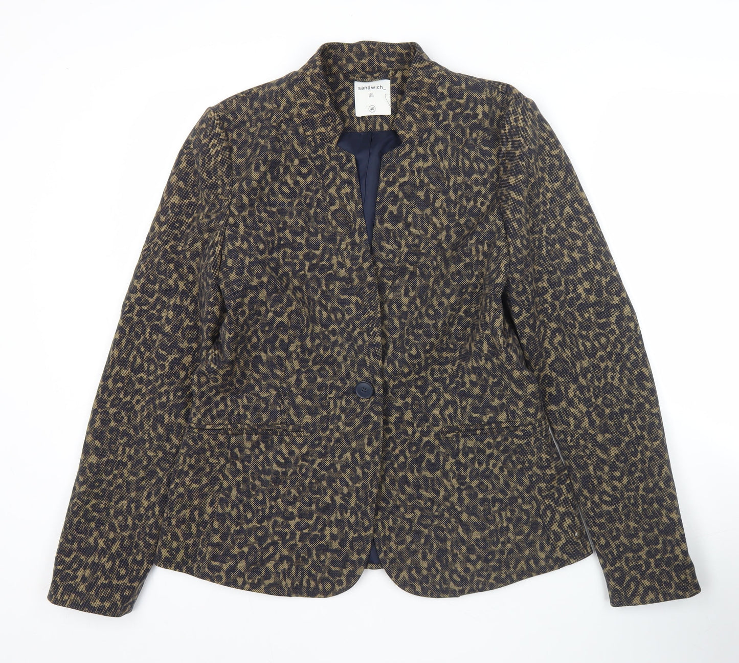 Sandwich Womens Brown Animal Print Blazer Size 12 Regular Fit