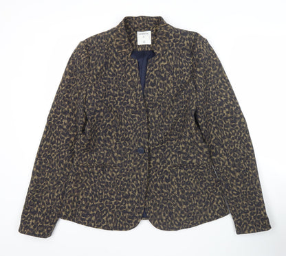 Sandwich Womens Brown Animal Print Blazer Size 12 Regular Fit