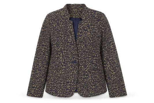 Sandwich Womens Brown Animal Print Blazer Size 12 Regular Fit