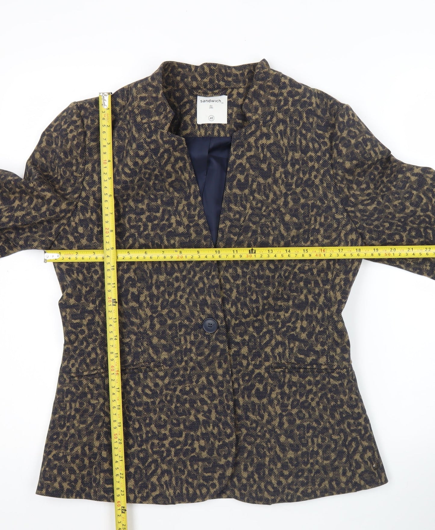 Sandwich Womens Brown Animal Print Blazer Size 12 Regular Fit