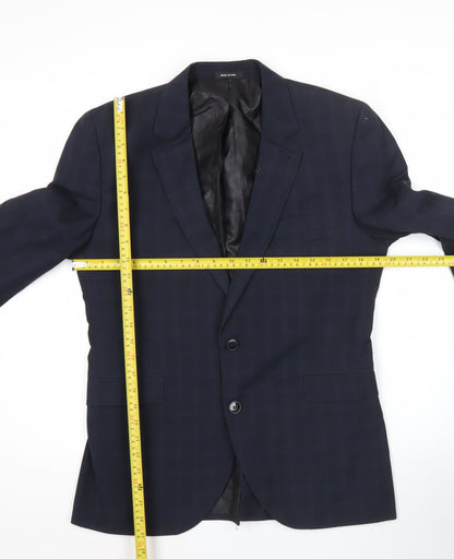 Cedar Wood State Men's Blue Check Slim Fit Blazer Jacket 40R