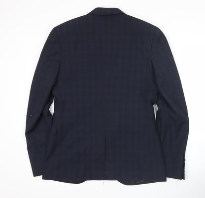 Cedar Wood State Men's Blue Check Slim Fit Blazer Jacket 40R
