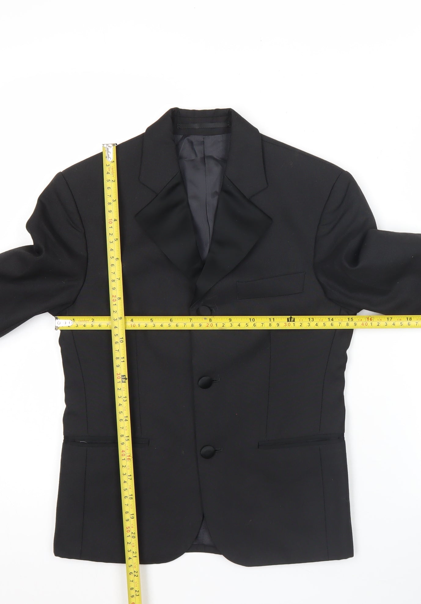 Young’s Formalwear Boys Black Shawl Lapel Tuxedo Blazer Jacket Size 24 in